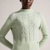 Ted Baker Green Veolaa Mohair Cable Knit Sweatshirt 1 Ted Baker Green Veolaa Mohair Cable Knit Sweatshirt -Ted Baker Shop D66226s