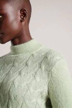 Ted Baker Green Veolaa Mohair Cable Knit Sweatshirt 10 Ted Baker Green Veolaa Mohair Cable Knit Sweatshirt -Ted Baker Shop D66226s4