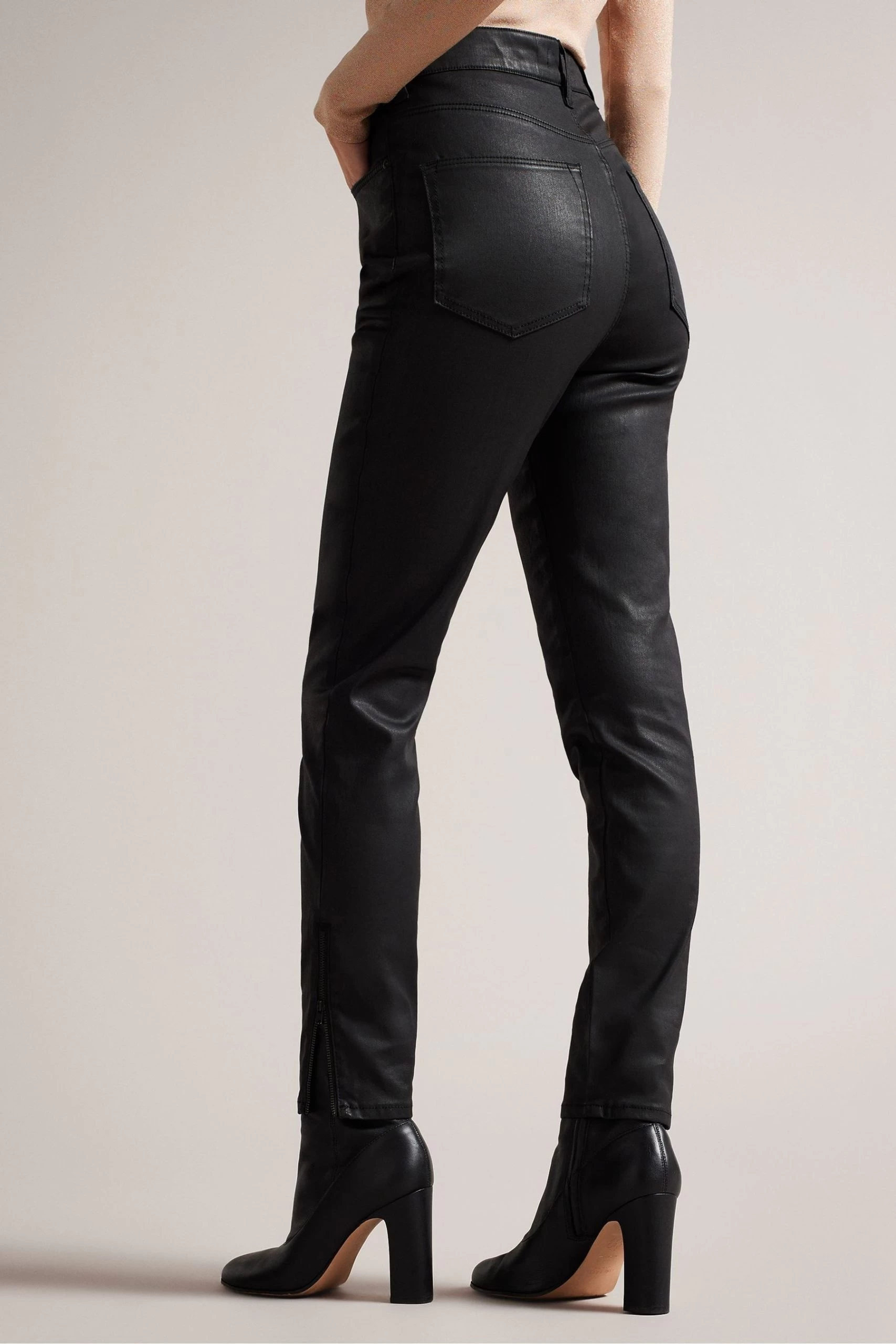 Ted Baker Black Jazmynn Satin Stretch Skinny Jeans 4 Ted Baker Black Jazmynn Satin Stretch Skinny Jeans - Image 2