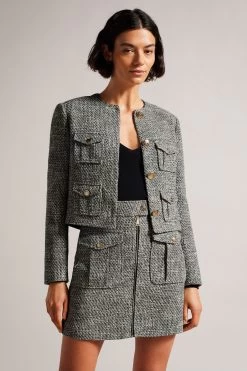 Ted Baker Faraae Black Cropped Boucle Jacket