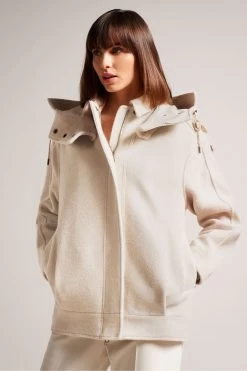 Ted Baker Cream Dennia Oversized Detachable Hood Parka