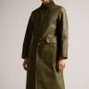 Ted Baker Dark-Green Alysiah Waxed Canvas Cape Feature Riding Coat 1 Ted Baker Dark-Green Alysiah Waxed Canvas Cape Feature Riding Coat -Ted Baker Shop D68788s