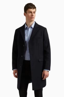 Ted Baker Tailoring Premium Blue Melton Slim Overcoat