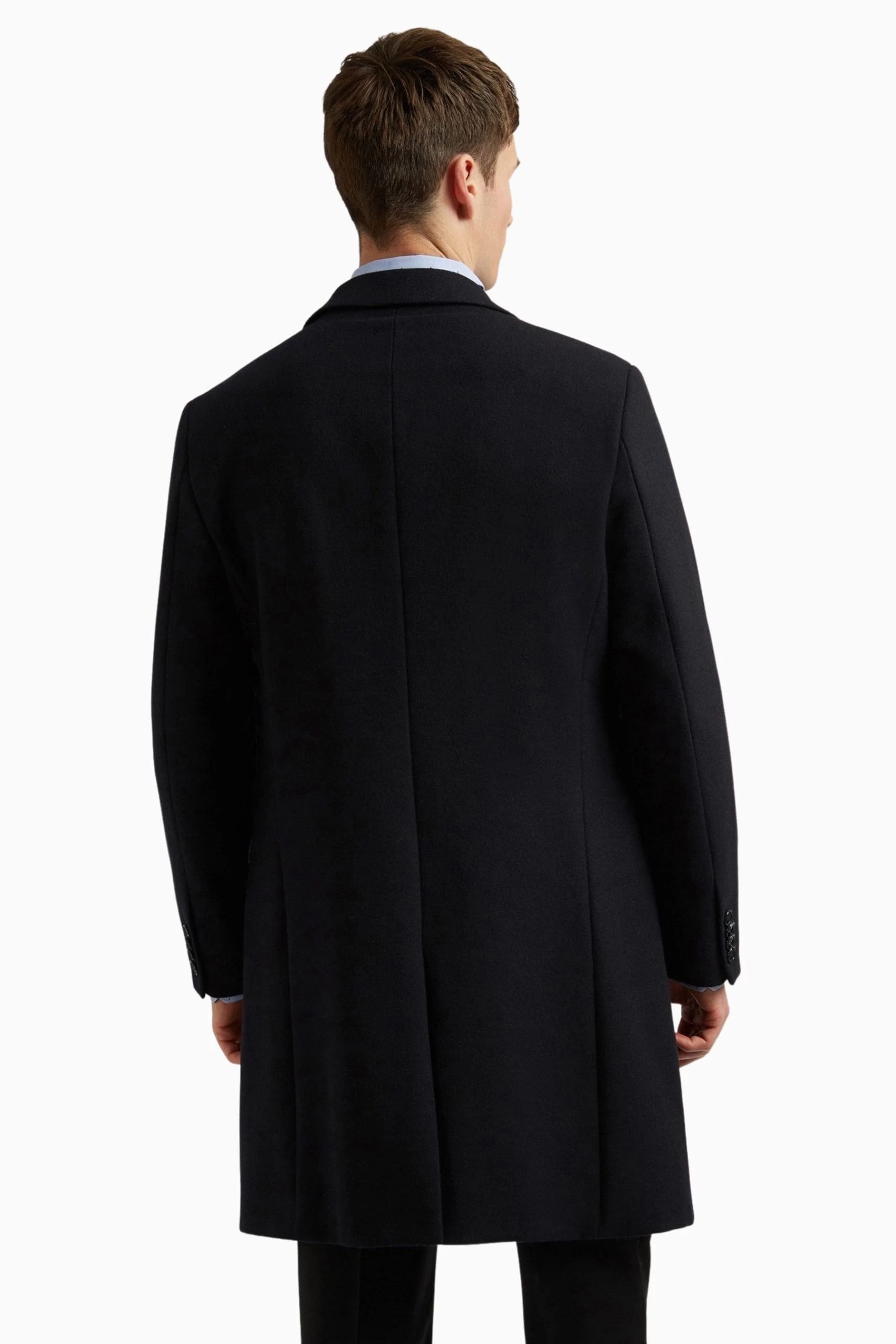 Ted Baker Tailoring Premium Blue Melton Slim Overcoat 4 Ted Baker Tailoring Premium Blue Melton Slim Overcoat - Image 2