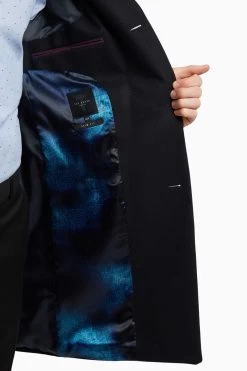 Ted Baker Tailoring Premium Blue Melton Slim Overcoat 13 Ted Baker Tailoring Premium Blue Melton Slim Overcoat -Ted Baker Shop D69785s5