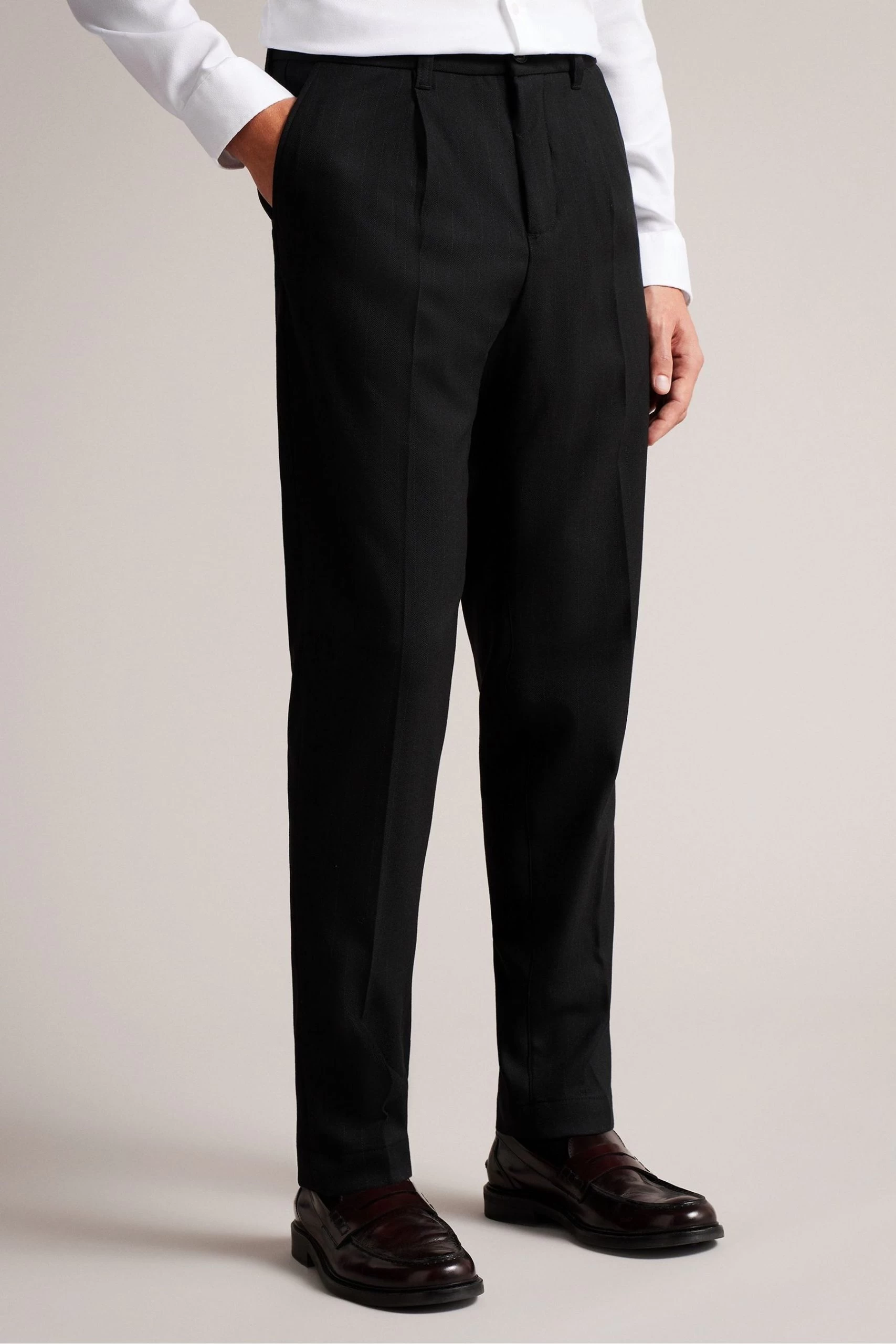 Ted Baker Gabro Black Haldan Fit Stripe Trousers 4 Ted Baker Gabro Black Haldan Fit Stripe Trousers - Image 2