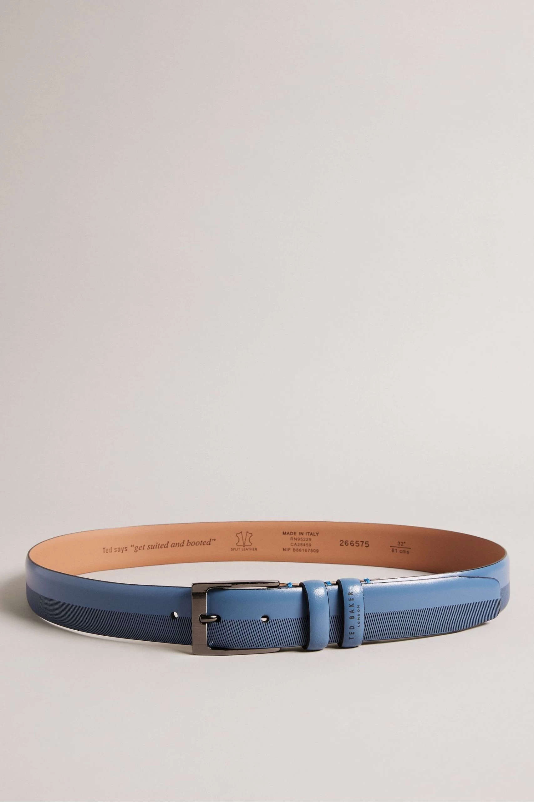 Ted Baker Navy Blue Harvii Etched Leather Belt 3 Ted Baker Navy Blue Harvii Etched Leather Belt