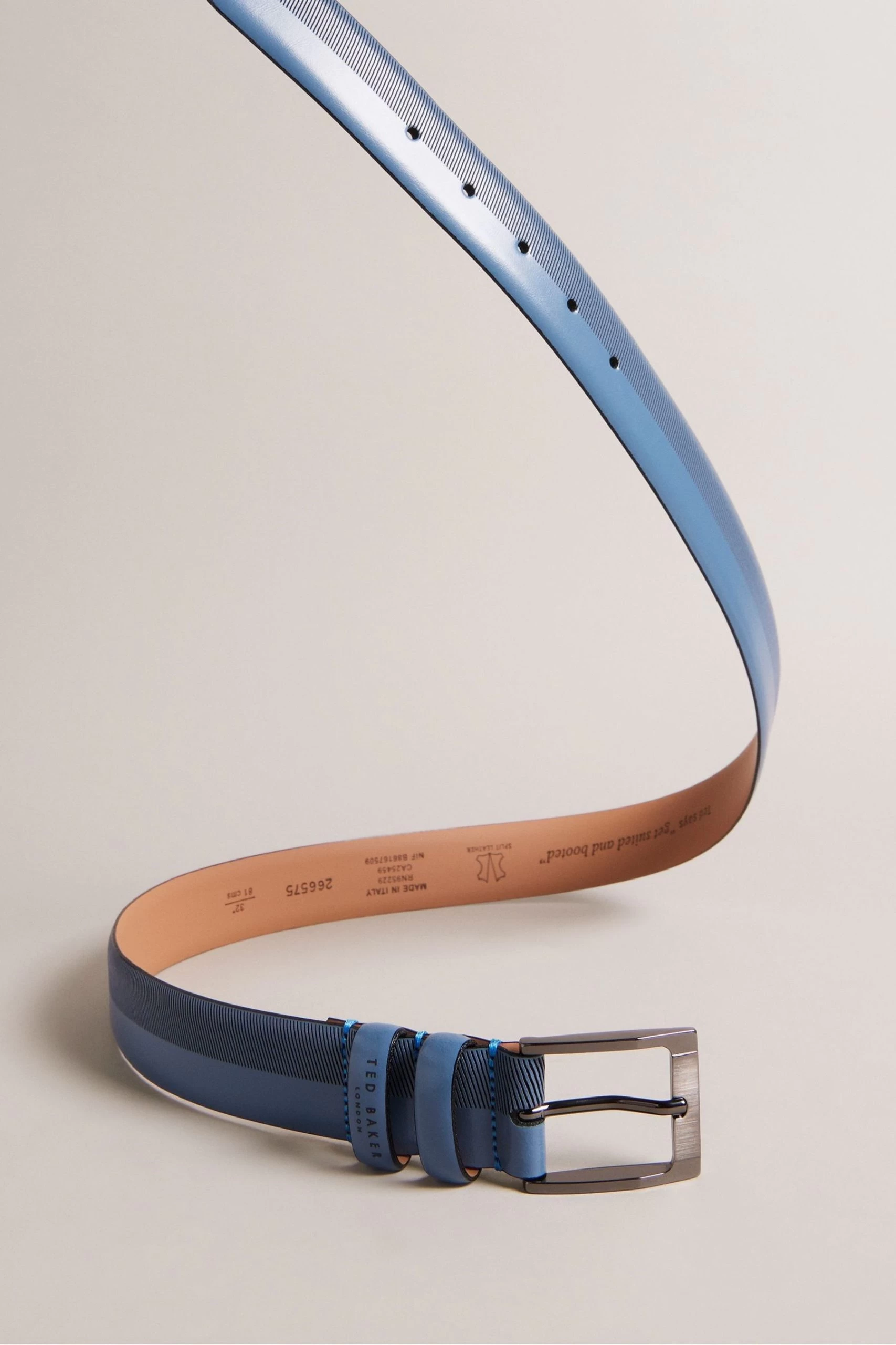 Ted Baker Navy Blue Harvii Etched Leather Belt 4 Ted Baker Navy Blue Harvii Etched Leather Belt - Image 2
