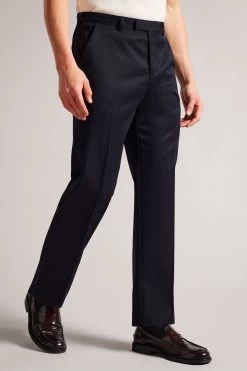 Ted Baker Blue Heddont Navy Straight Fit Trousers