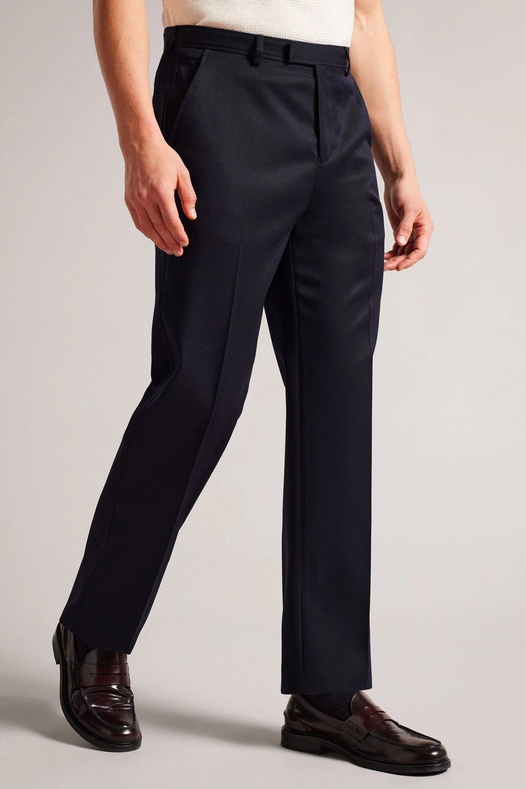 Ted Baker Blue Heddont Navy Straight Fit Trousers 3 Ted Baker Blue Heddont Navy Straight Fit Trousers