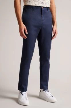 Ted Baker Baren Navy Blue Irvine Fit Textured Trousers