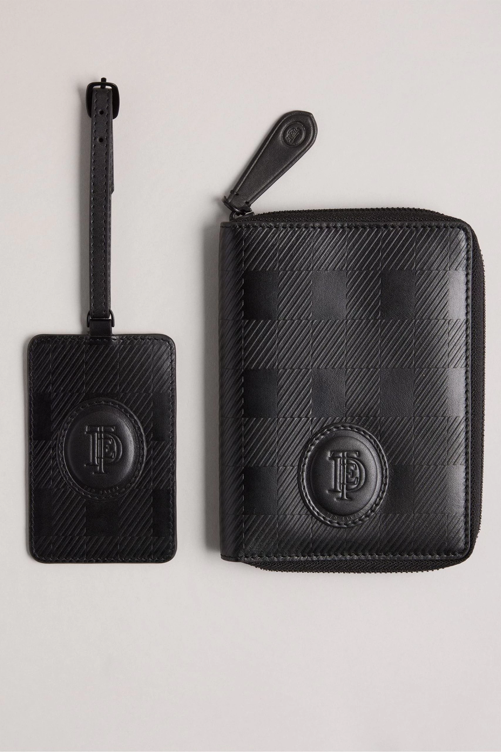 Ted Baker Tobery Black House Check Leather Travel Set 3 Ted Baker Tobery Black House Check Leather Travel Set