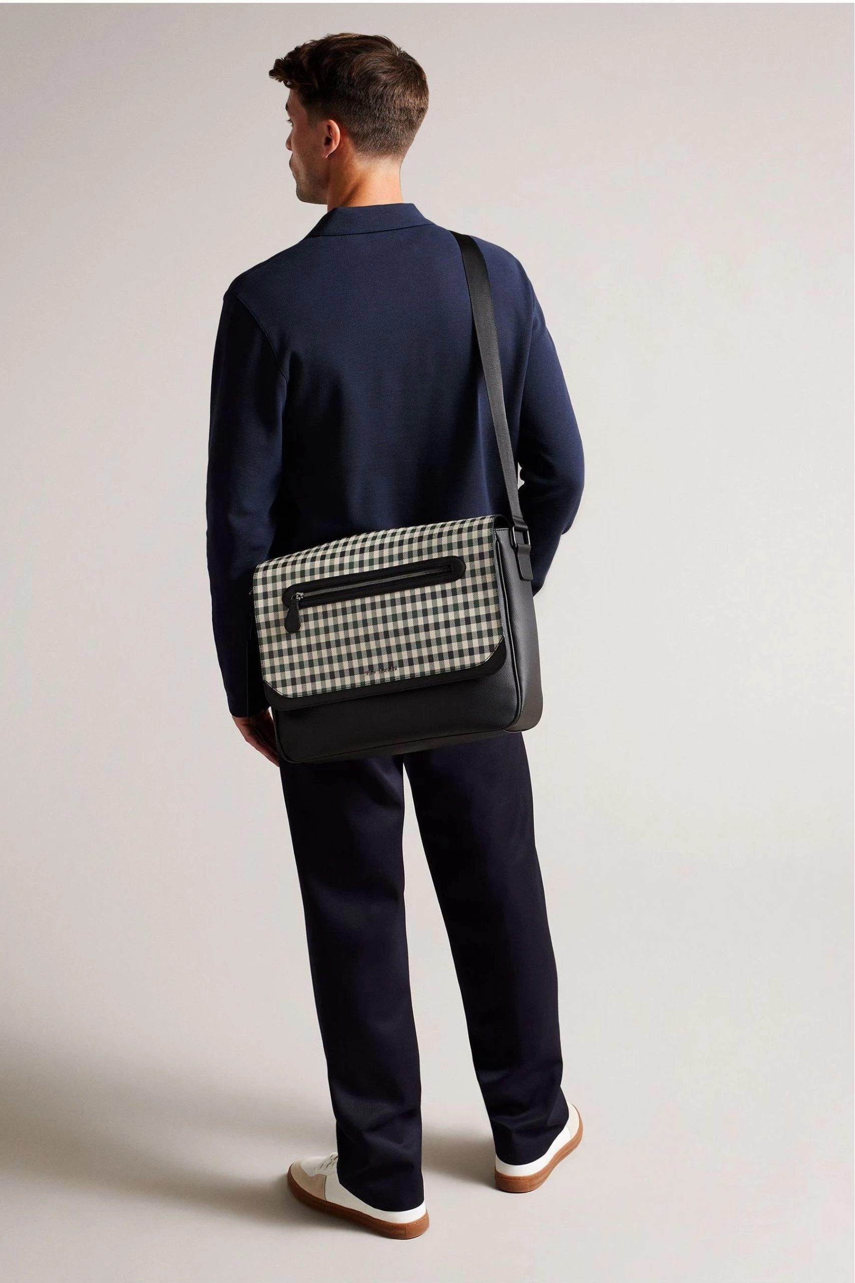 Ted Baker Blue Portrey House Check Pu Messenger Bag 7 Ted Baker Blue Portrey House Check Pu Messenger Bag - Image 5