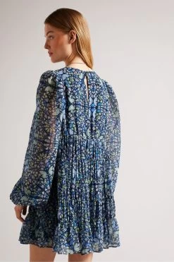 Ted Baker Blue Rohzan Tiered Swing Mini Dress 8 Ted Baker Blue Rohzan Tiered Swing Mini Dress -Ted Baker Shop D73611s2