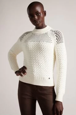 Ted Baker Hawick White Basket Stitch Sweatshirt