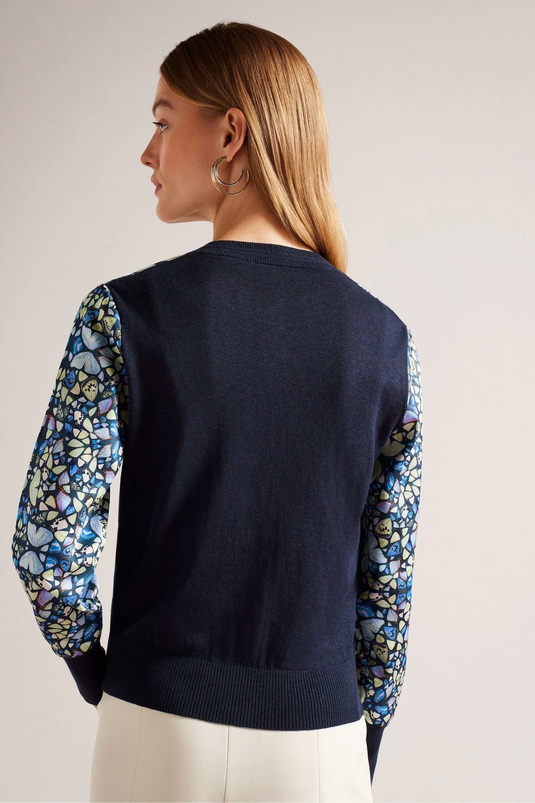 Ted Baker Blue Brieli Woven Front Cardigan 4 Ted Baker Blue Brieli Woven Front Cardigan - Image 2