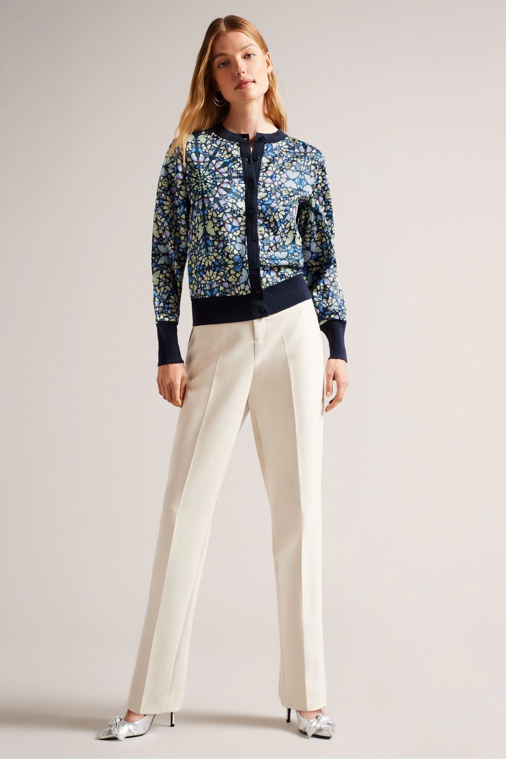 Ted Baker Blue Brieli Woven Front Cardigan 5 Ted Baker Blue Brieli Woven Front Cardigan - Image 3