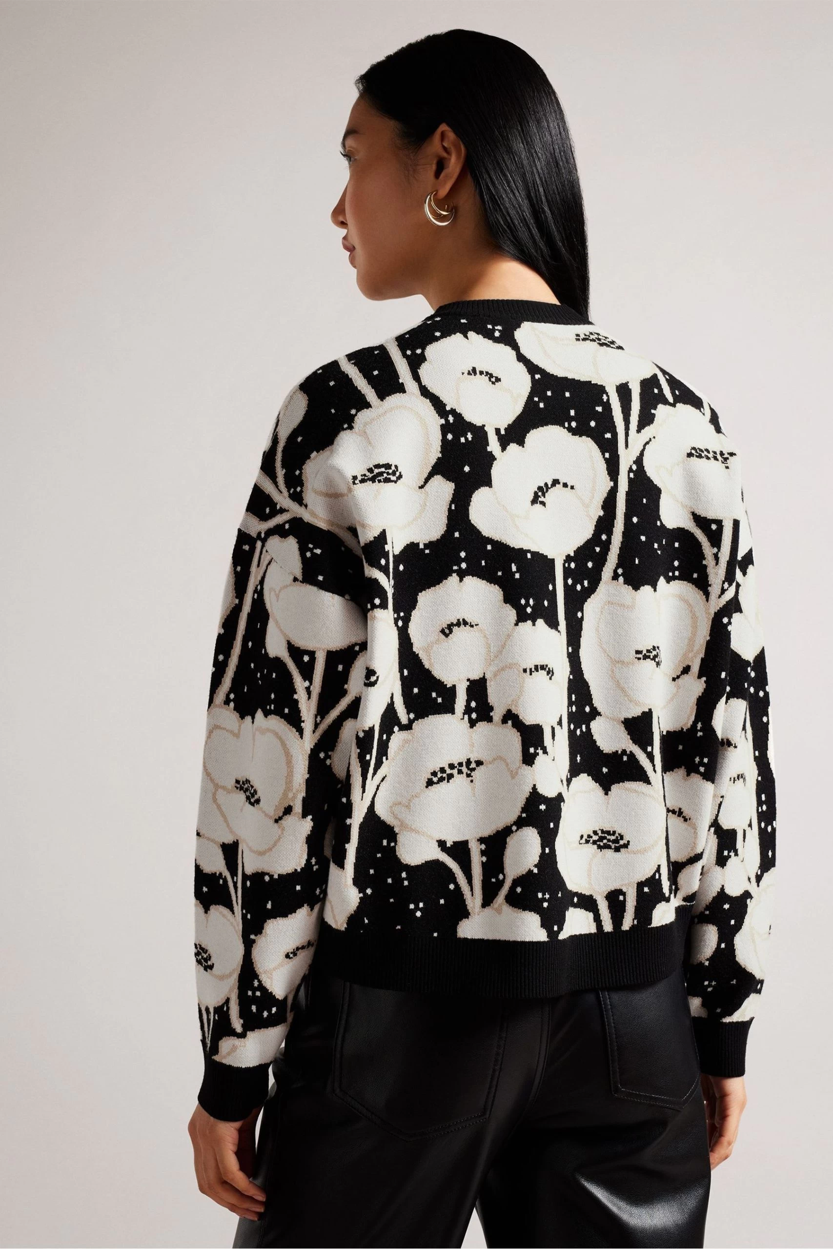 Ted Baker Pipha Black Cropped Jacquard Knitted Sweatshirt 4 Ted Baker Pipha Black Cropped Jacquard Knitted Sweatshirt - Image 2