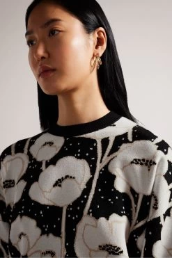 Ted Baker Pipha Black Cropped Jacquard Knitted Sweatshirt 10 Ted Baker Pipha Black Cropped Jacquard Knitted Sweatshirt -Ted Baker Shop D73614s4