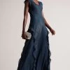 Ted Baker Blue Laurae Bias Cut Maxi Dress With Ruffle Detail 2 Ted Baker Blue Laurae Bias Cut Maxi Dress With Ruffle Detail -Ted Baker Shop D73629s