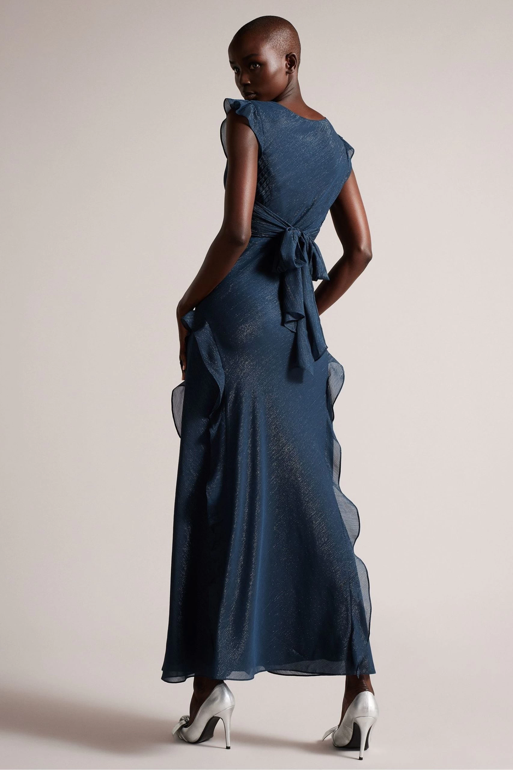 Ted Baker Blue Laurae Bias Cut Maxi Dress With Ruffle Detail 4 Ted Baker Blue Laurae Bias Cut Maxi Dress With Ruffle Detail - Image 2