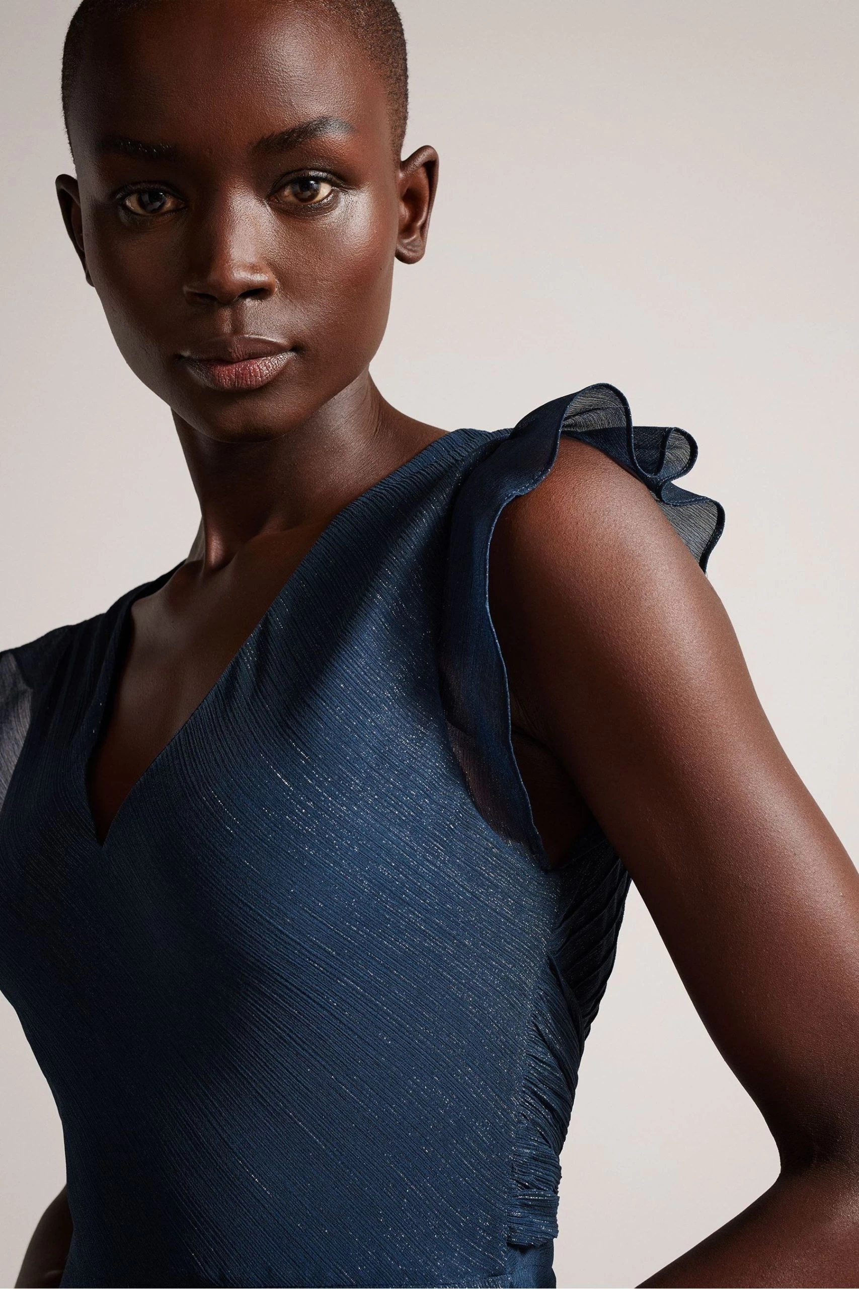 Ted Baker Blue Laurae Bias Cut Maxi Dress With Ruffle Detail 6 Ted Baker Blue Laurae Bias Cut Maxi Dress With Ruffle Detail - Image 4
