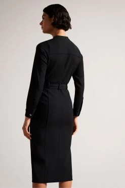 Ted Baker Hattei Black Belted Shirt Dress With Utility Detailing 8 Ted Baker Hattei Black Belted Shirt Dress With Utility Detailing -Ted Baker Shop D73630s2