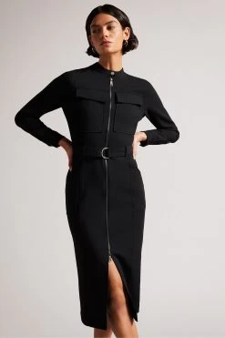 Ted Baker Hattei Black Belted Shirt Dress With Utility Detailing 9 Ted Baker Hattei Black Belted Shirt Dress With Utility Detailing -Ted Baker Shop D73630s3