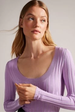 Ted Baker Purple Jolia Engineered Rib Knit Top -Ted Baker Shop D73631s4