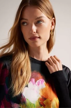 Ted Baker Zarha Black Woven Front Sleeve Detail Sweater 10 Ted Baker Zarha Black Woven Front Sleeve Detail Sweater -Ted Baker Shop D73632s4