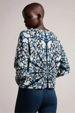 Ted Baker Blue Ashlina Printed Boxy Fit Sweatshirt 8 Ted Baker Blue Ashlina Printed Boxy Fit Sweatshirt -Ted Baker Shop D73634s2