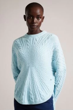 Ted Baker Blue Kimila Circular Cable Knit Sweatshirt