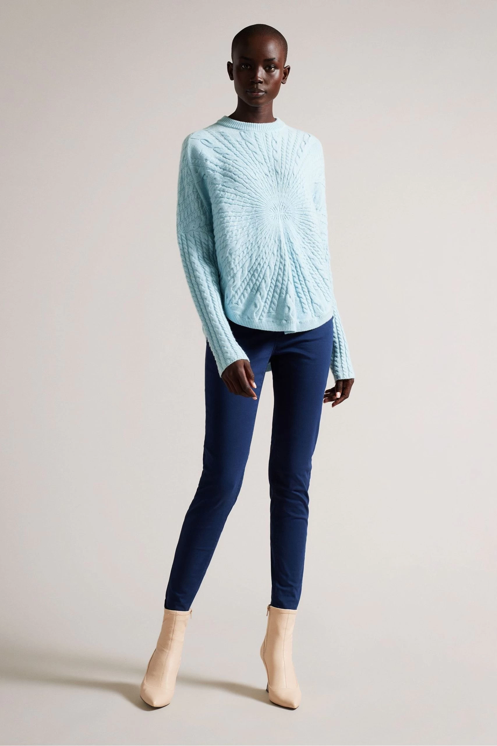 Ted Baker Blue Kimila Circular Cable Knit Sweatshirt 4 Ted Baker Blue Kimila Circular Cable Knit Sweatshirt - Image 2