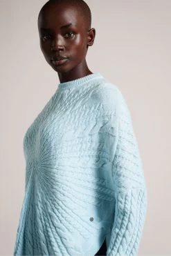Ted Baker Blue Kimila Circular Cable Knit Sweatshirt 8 Ted Baker Blue Kimila Circular Cable Knit Sweatshirt -Ted Baker Shop D73635s3