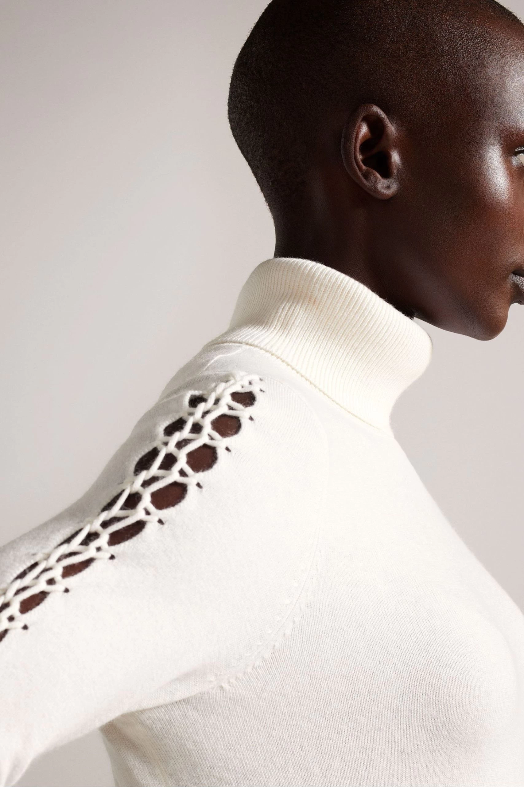 Ted Baker Natural Maevia Roll Neck Sweater With Stitch Insert 5 Ted Baker Natural Maevia Roll Neck Sweater With Stitch Insert - Image 3