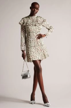 Ted Baker Green Orrsett Fit And Flare Mini Dress With Cape Detail