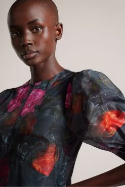 Ted Baker Mekayla Black Empire Line Midi Dress With Puff Sleeve 9 Ted Baker Mekayla Black Empire Line Midi Dress With Puff Sleeve -Ted Baker Shop D73641s3