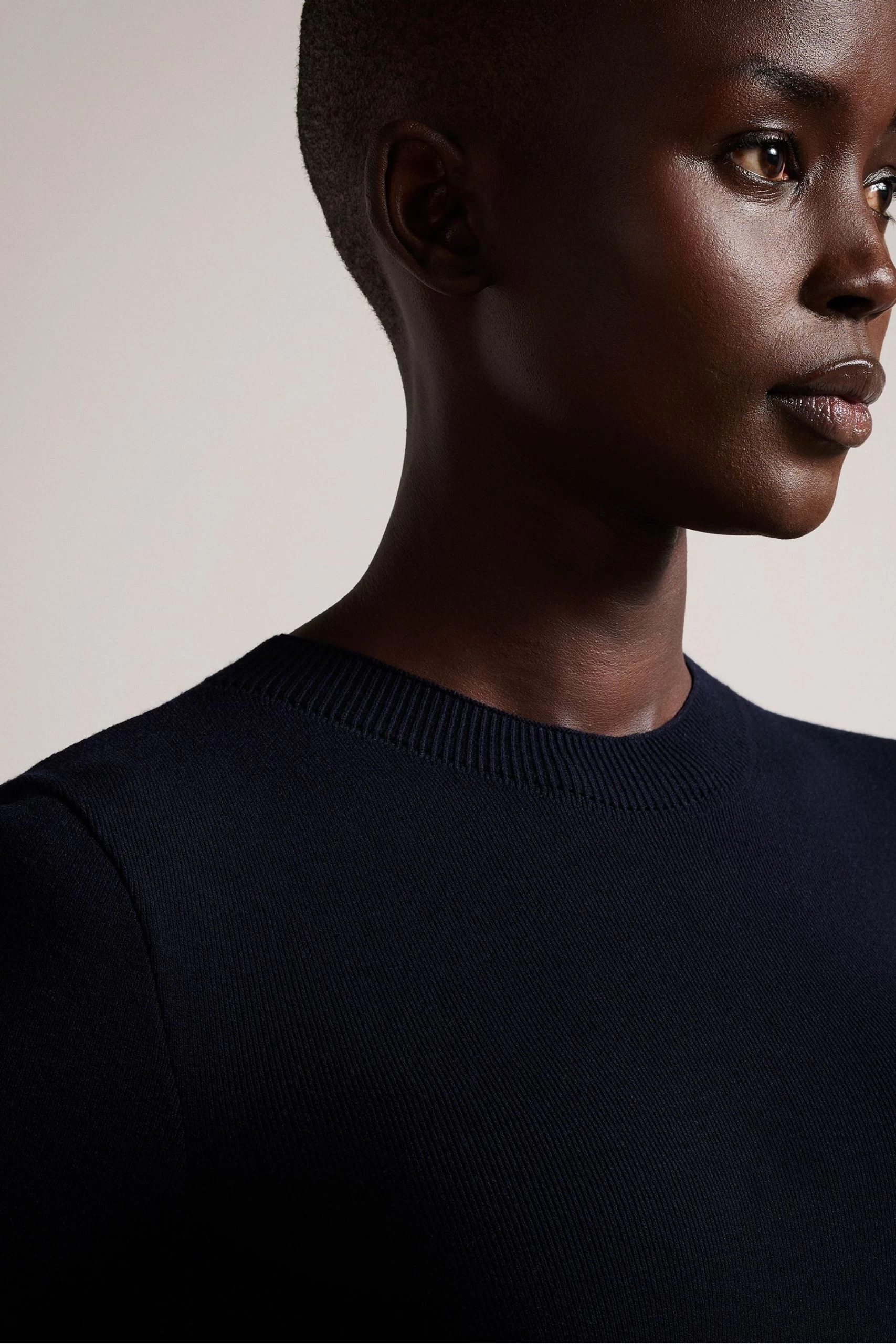 Ted Baker Blue Skyie Knit Bodice Bouclé Mini Dress 6 Ted Baker Blue Skyie Knit Bodice Bouclé Mini Dress - Image 4