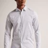Ted Baker Willuw White Long Sleeve Line Geo Print Shirt