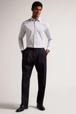 Ted Baker Willuw White Long Sleeve Line Geo Print Shirt 9 Ted Baker Willuw White Long Sleeve Line Geo Print Shirt -Ted Baker Shop D74287s3