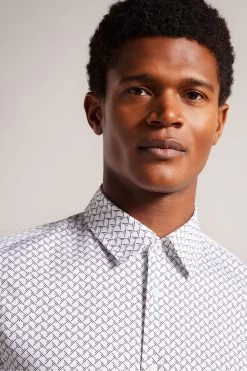Ted Baker Willuw White Long Sleeve Line Geo Print Shirt 10 Ted Baker Willuw White Long Sleeve Line Geo Print Shirt -Ted Baker Shop D74287s4