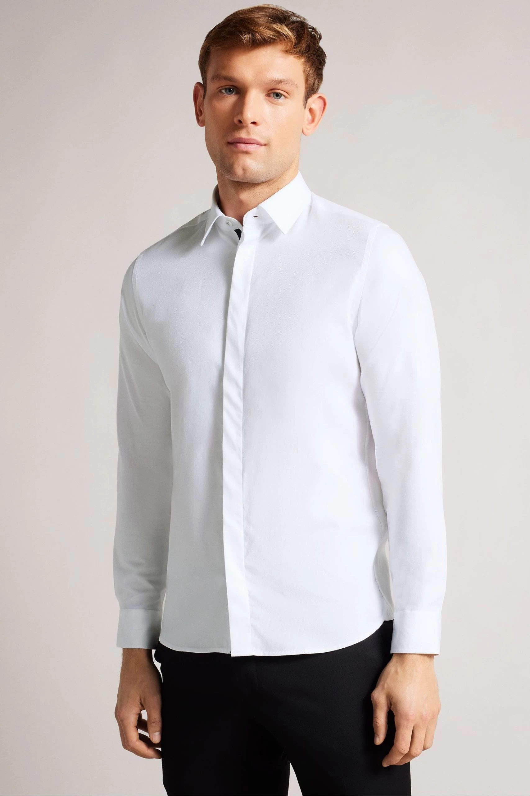 Ted Baker Witone White Woven Herringbone Shirt 3 Ted Baker Witone White Woven Herringbone Shirt