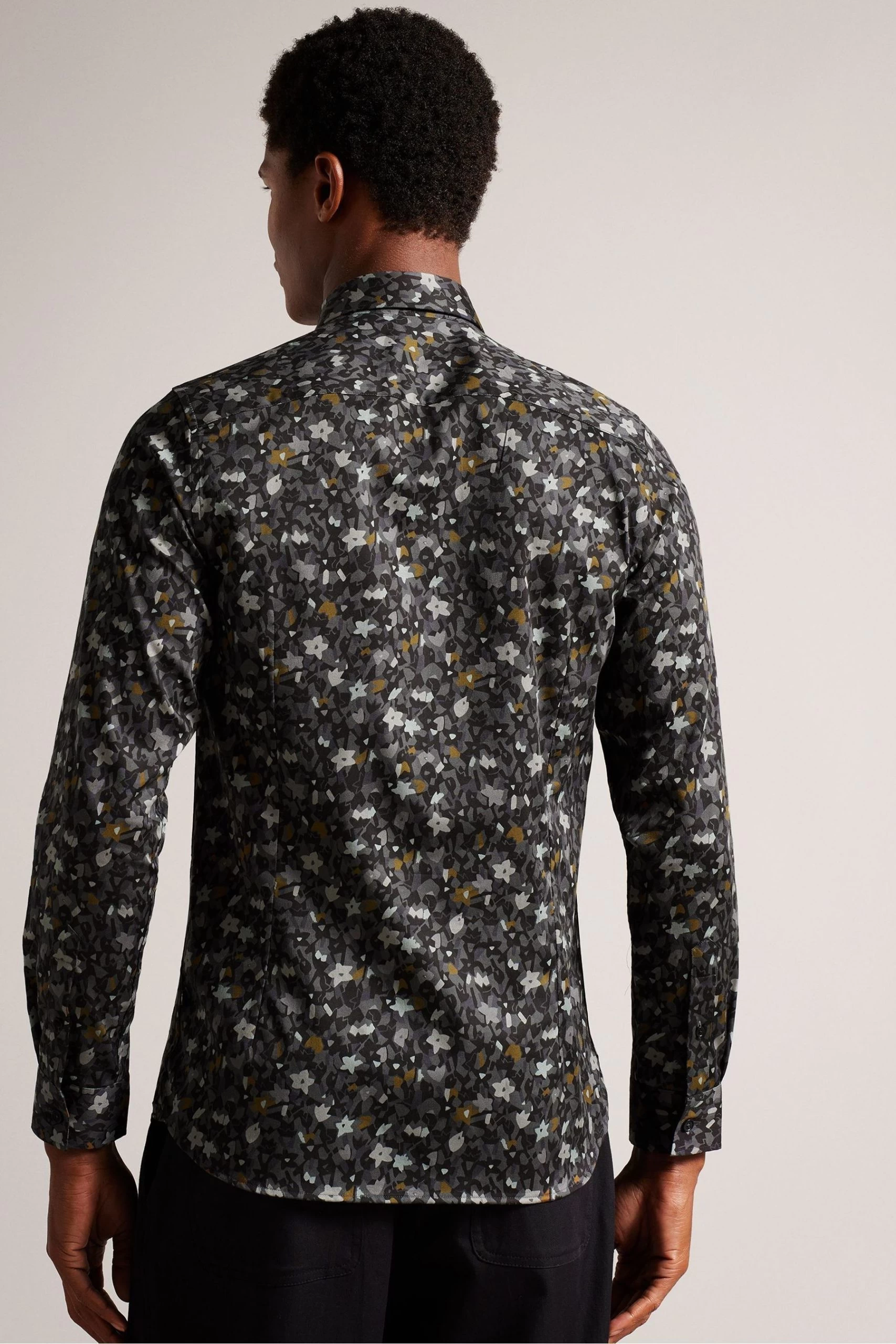 Ted Baker Torted Grey Long Sleeve Floral Print Shirt 4 Ted Baker Torted Grey Long Sleeve Floral Print Shirt - Image 2