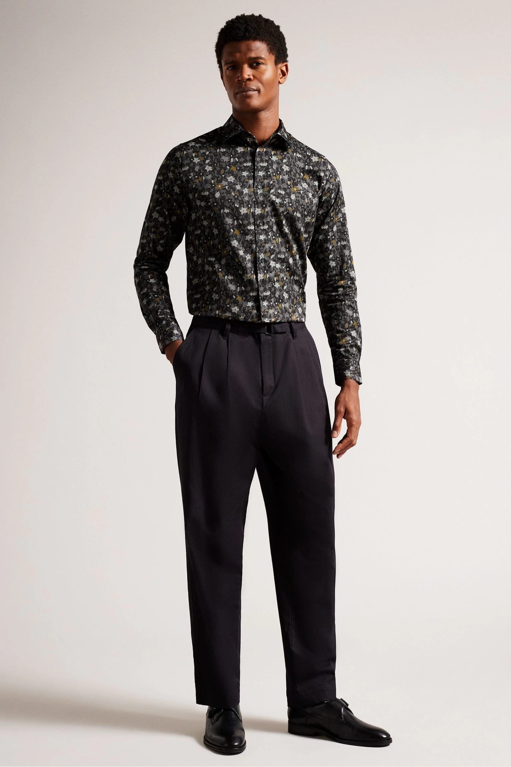 Ted Baker Torted Grey Long Sleeve Floral Print Shirt 5 Ted Baker Torted Grey Long Sleeve Floral Print Shirt - Image 3