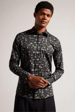Ted Baker Torted Grey Long Sleeve Floral Print Shirt 10 Ted Baker Torted Grey Long Sleeve Floral Print Shirt -Ted Baker Shop D74291s4