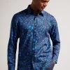 Ted Baker Parlee Blue Long Sleeve Butterfly Print Shirt 2 Ted Baker Parlee Blue Long Sleeve Butterfly Print Shirt -Ted Baker Shop D74292s