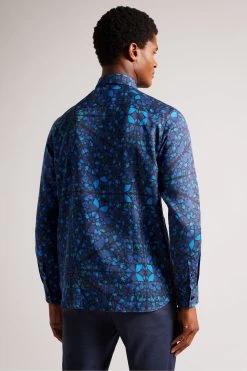 Ted Baker Parlee Blue Long Sleeve Butterfly Print Shirt 8 Ted Baker Parlee Blue Long Sleeve Butterfly Print Shirt -Ted Baker Shop D74292s2