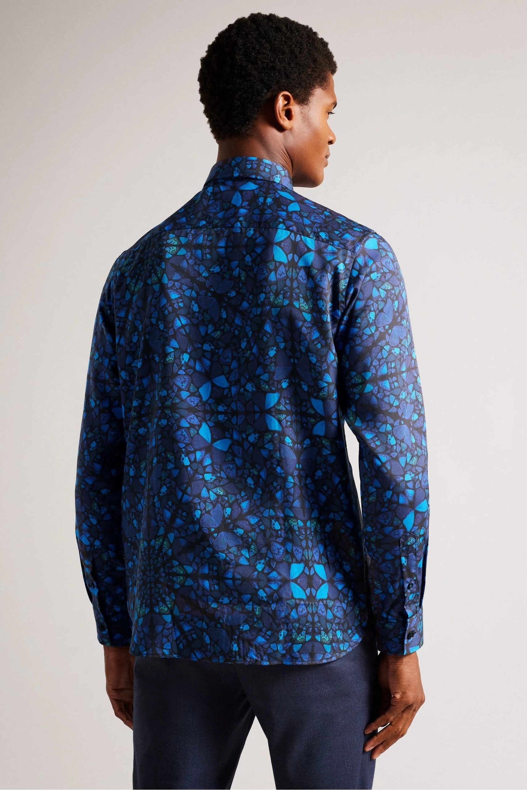 Ted Baker Parlee Blue Long Sleeve Butterfly Print Shirt 4 Ted Baker Parlee Blue Long Sleeve Butterfly Print Shirt - Image 2