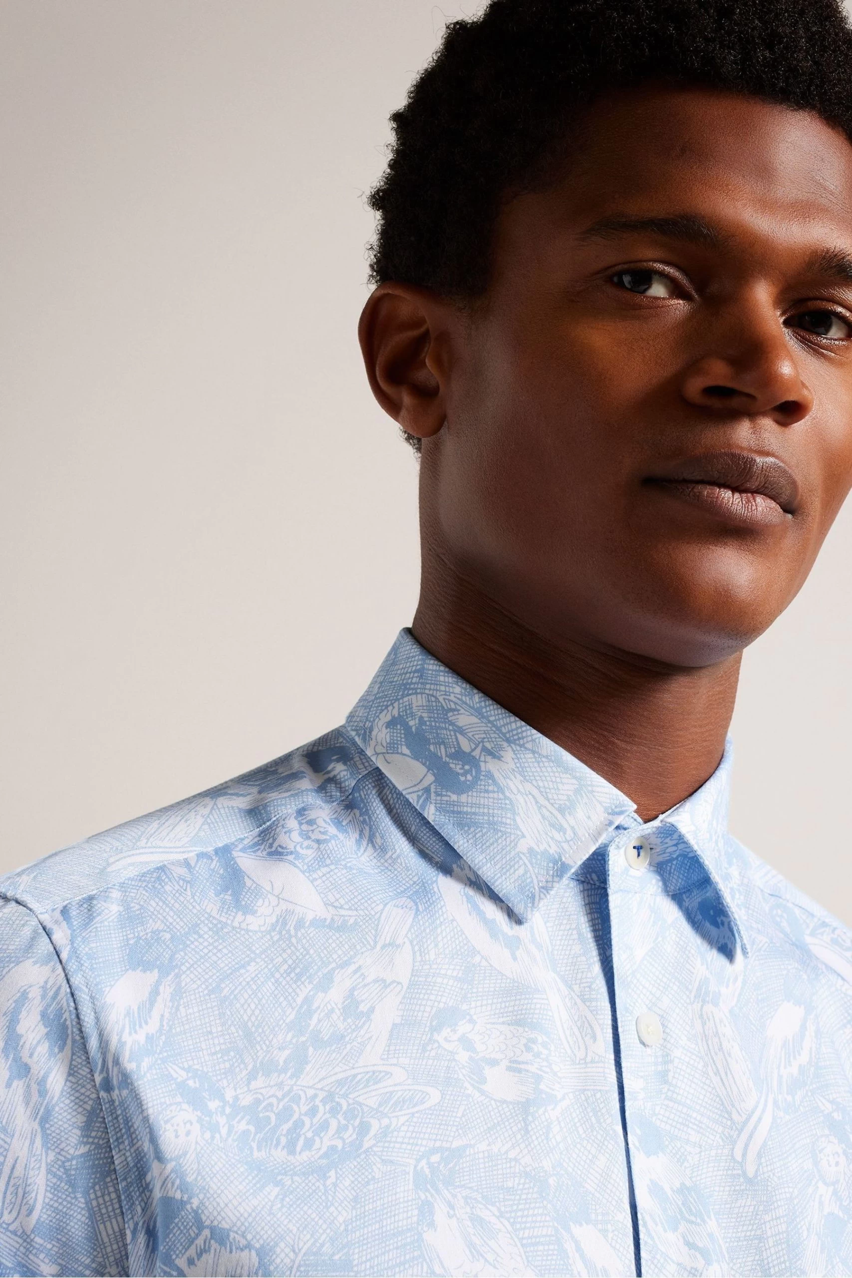 Ted Baker Mullen Blue Long Sleeve Hand Drawn Bird Print Shirt 6 Ted Baker Mullen Blue Long Sleeve Hand Drawn Bird Print Shirt - Image 4