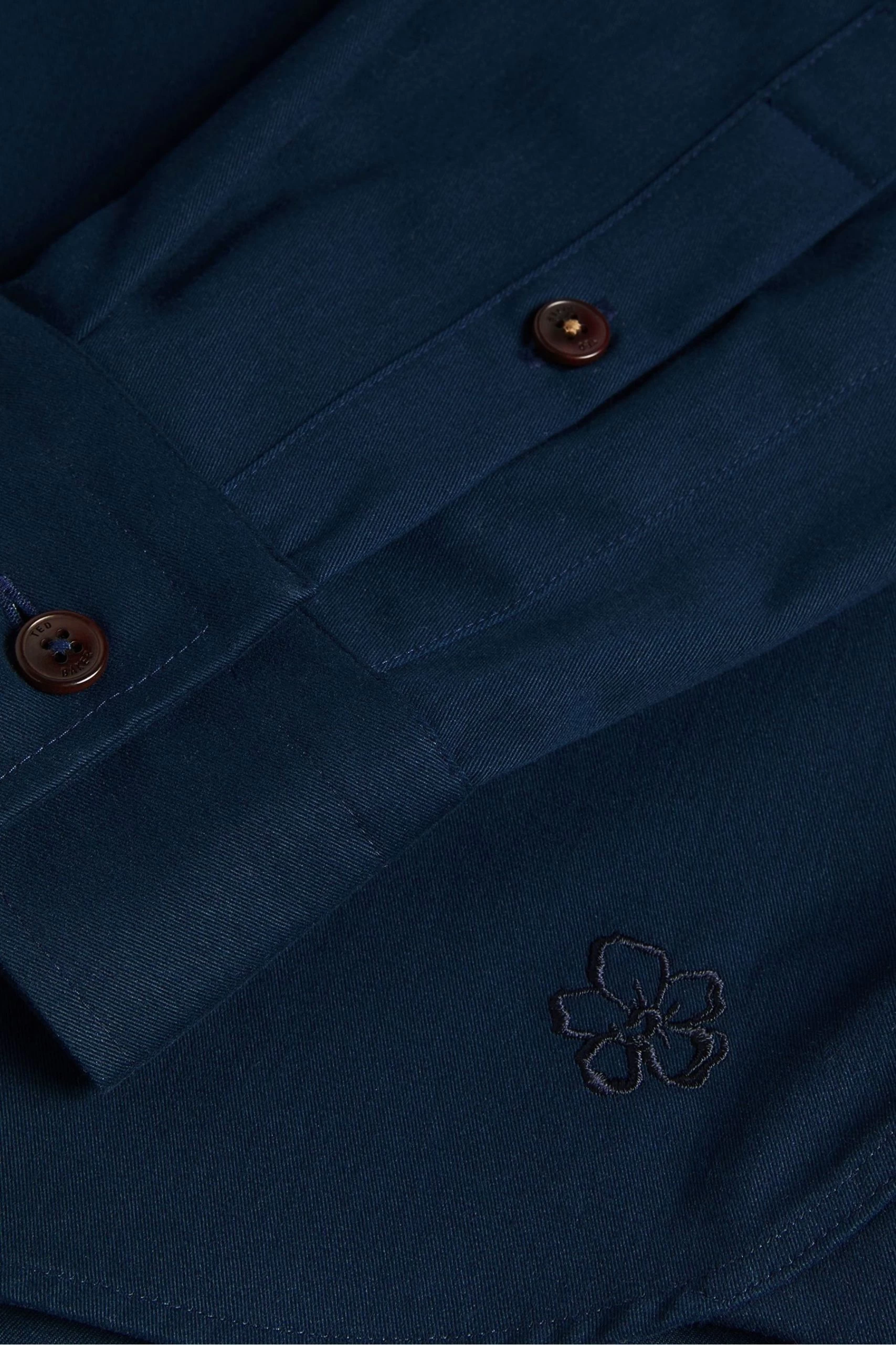 Ted Baker Almur Navy Long Sleeve Brushed Twill Overshirt 7 Ted Baker Almur Navy Long Sleeve Brushed Twill Overshirt - Image 5